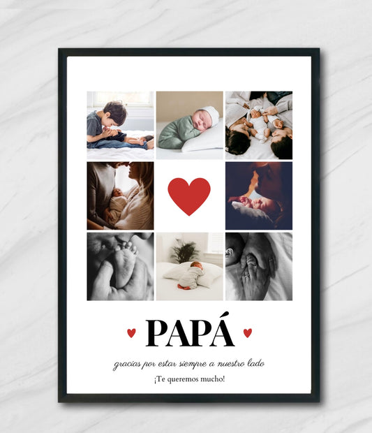 Lámina personalizada papá  "8 fotos corazón"