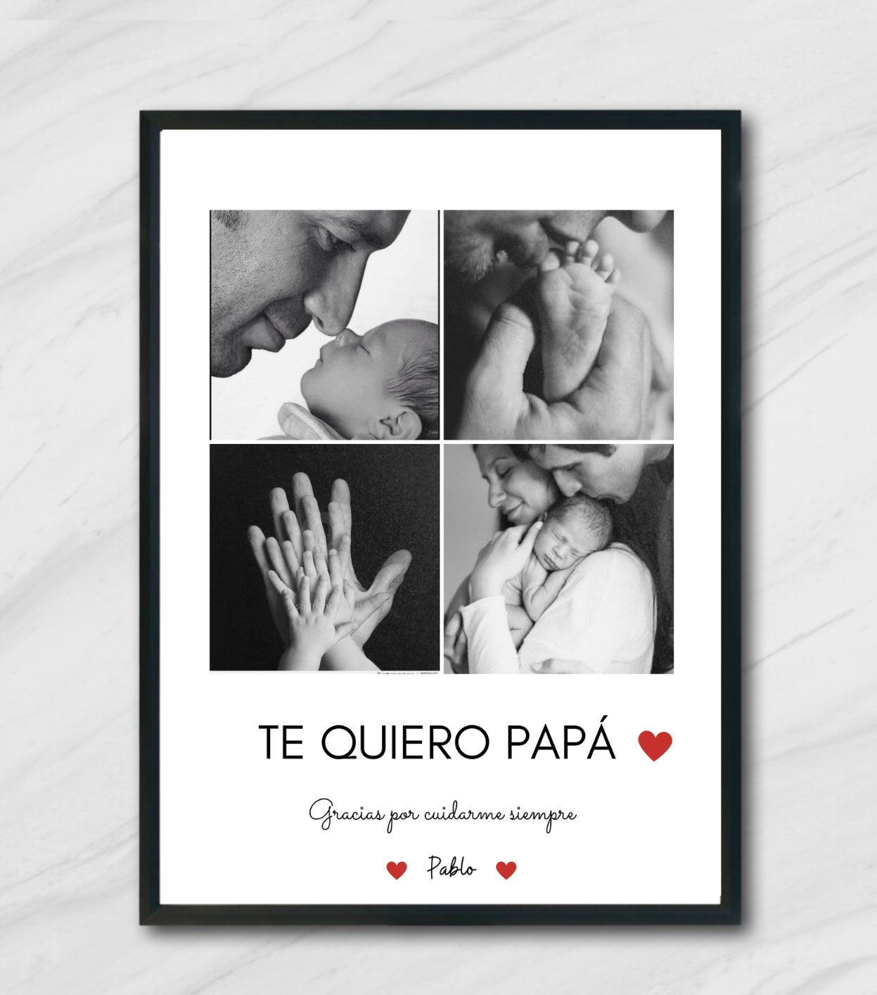 Lámina personalizada papá  "4 fotos corazón"