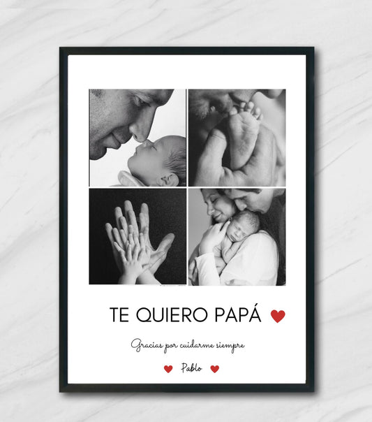 Lámina personalizada papá  "4 fotos corazón"