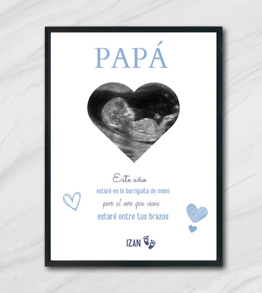 Lámina personalizada  papá "este año estaré en la barriguita de mami"