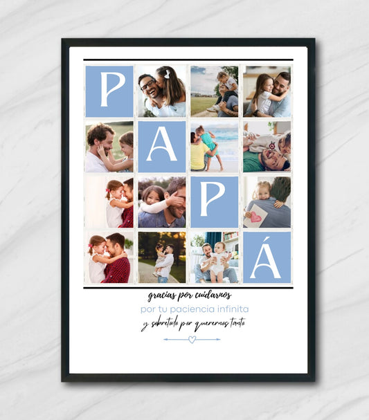 Lámina personalizada "papá 12 fotos"