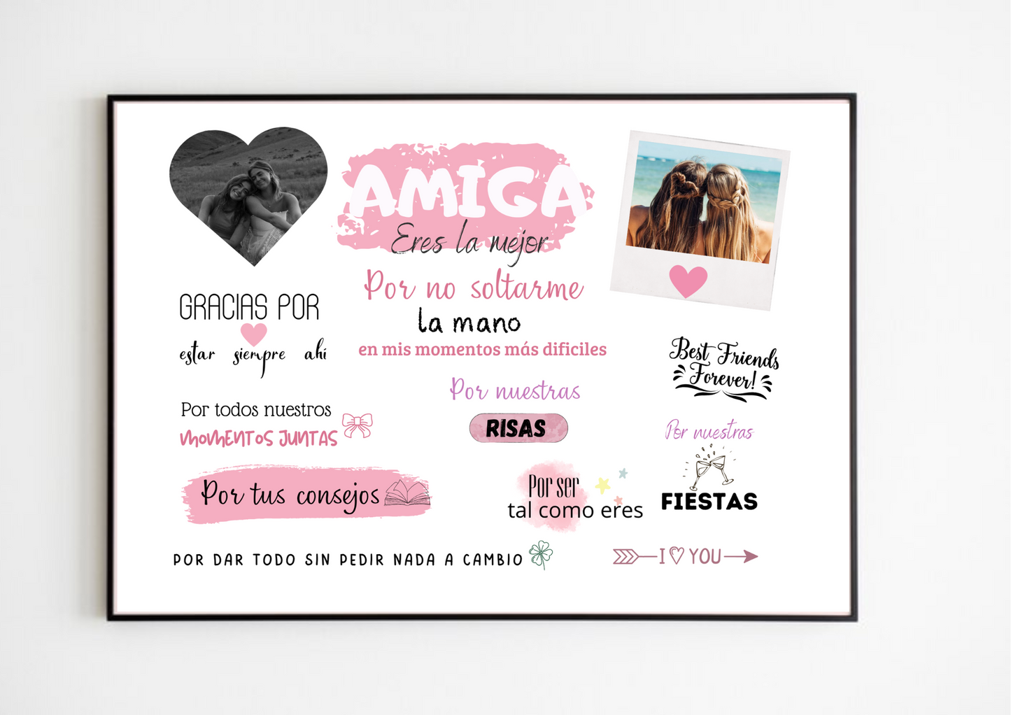 Lámina personalizada  "Amiga eres la mejor"