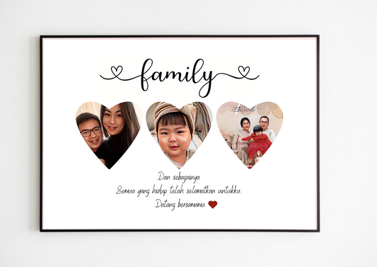 Lámina personalizada  "Familia 3 corazones"