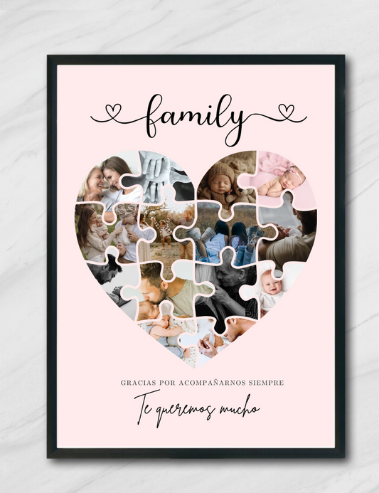 Lámina personalizada  "Familia puzle corazón