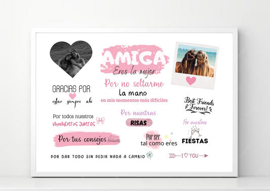 Lámina personalizada  "Amiga eres la mejor"