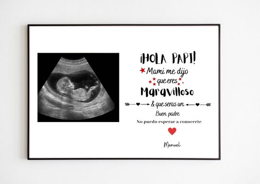 Lámina personalizada  "Hola Papi" ecografía